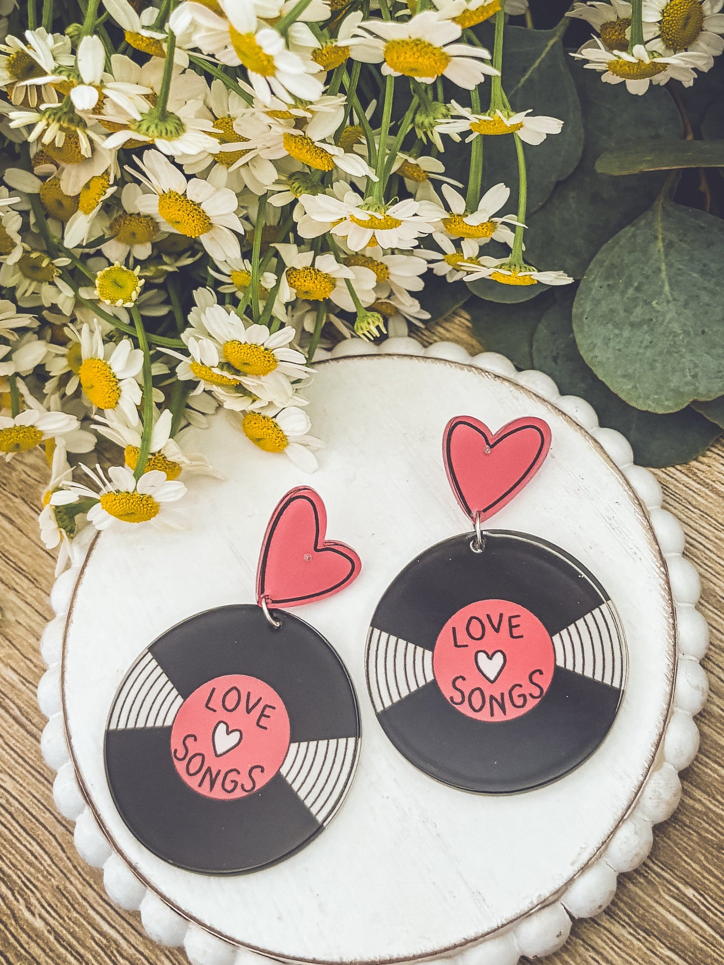 Lovely Large Record Love Song Earrings