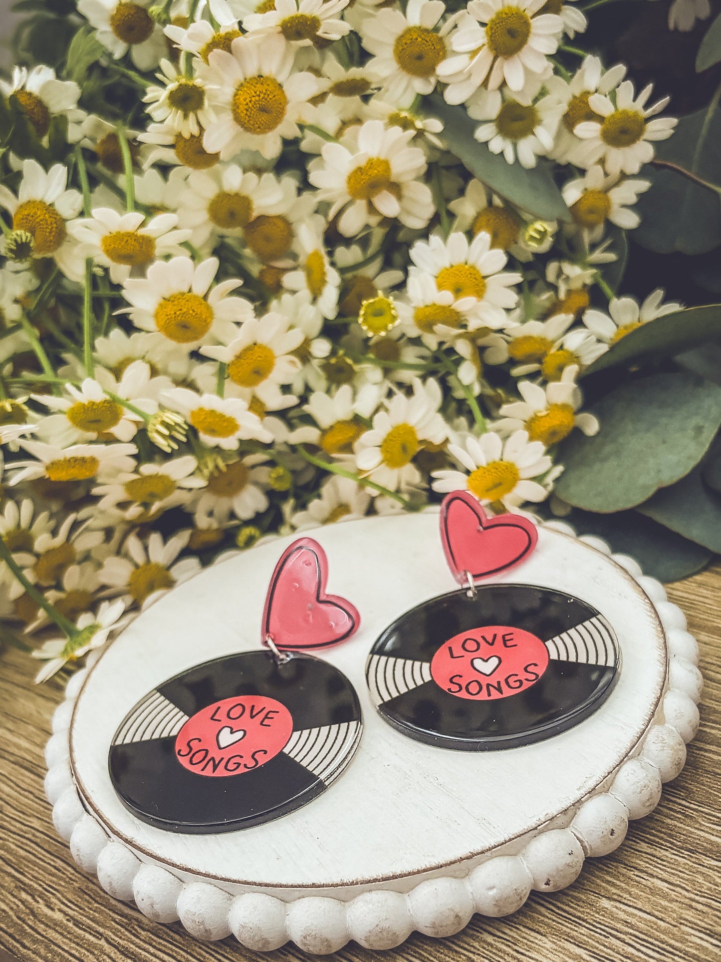 Lovely Large Record Love Song Earrings