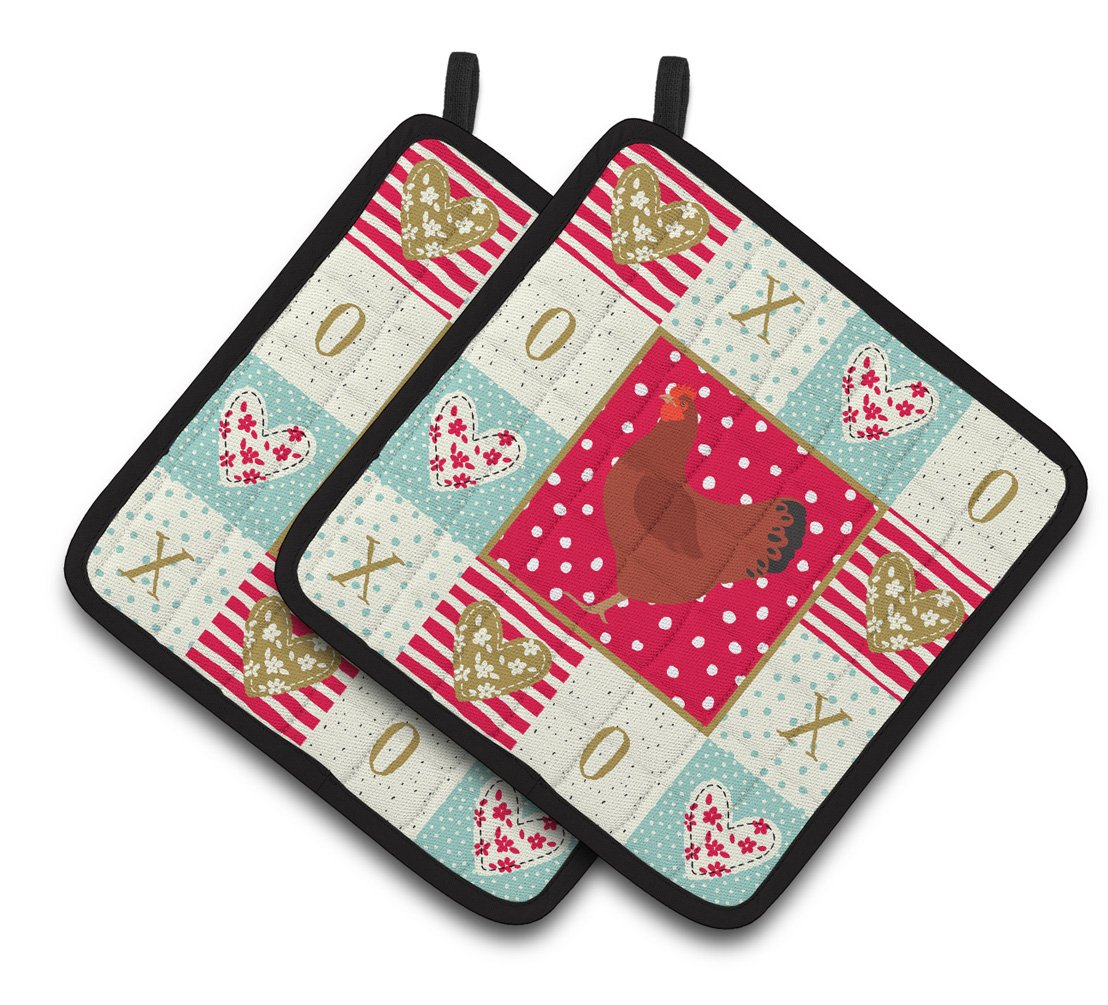 New Hampshire Red Chicken Love Pair of Pot Holders