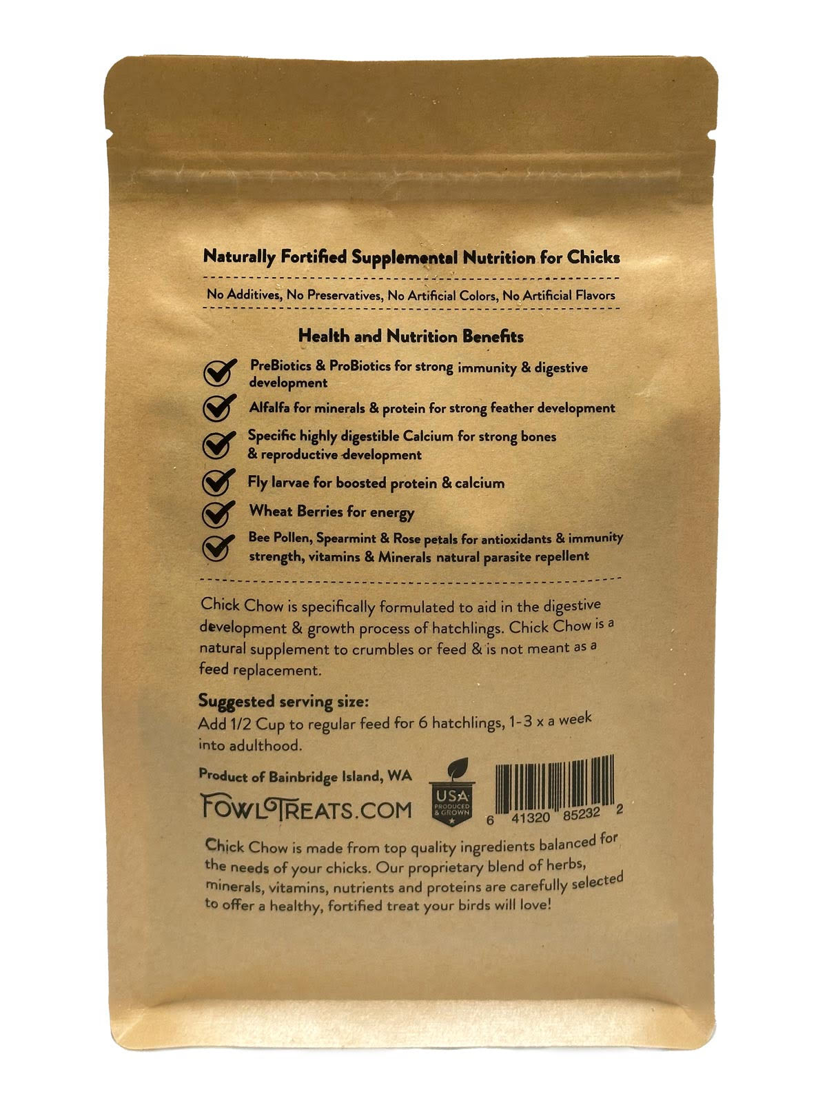 Fowl Treats Chick Chow, Feed Supplement & Treat, 8 oz.