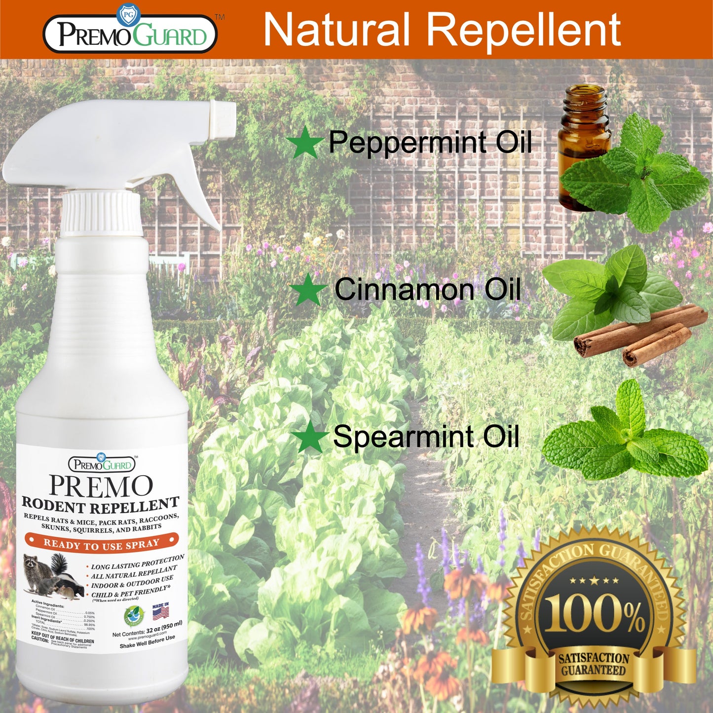 Rodent Repellent Spray - 32 oz - By Premo Guard