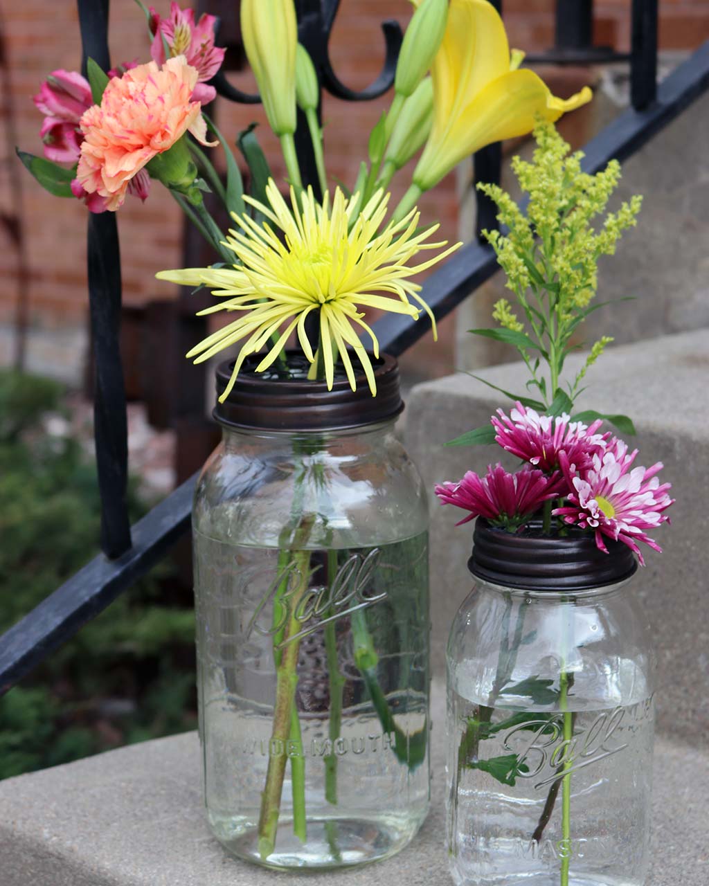 Oil Rubbed Bronze Flower Organizer Frog Lid for Mason Jars